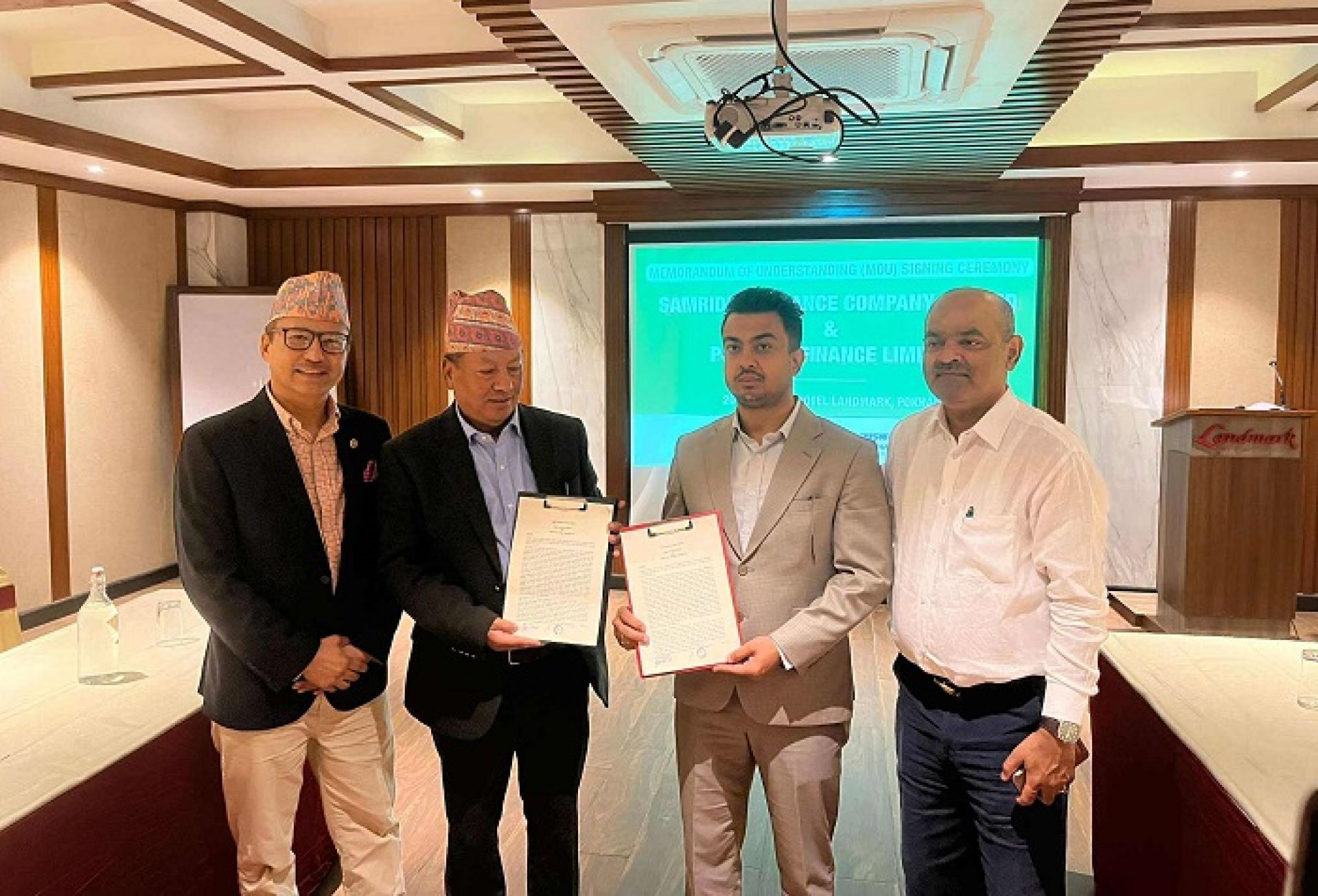 समृद्धि फाइनान्स र पोखरा फाइनान्स मर्ज हुँदै, स्वाप रेसियो १:१ को अनुपात 